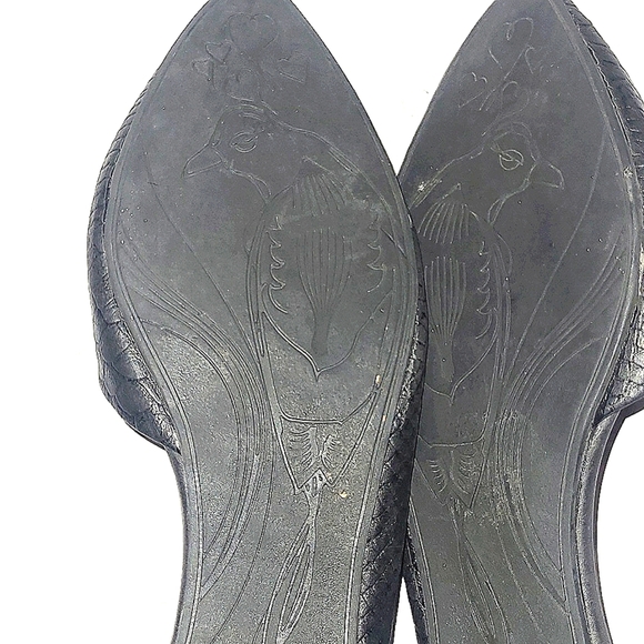 Aldo ballet flats black Textured Embossed snake Genuine Leather 8 M pointy toe - Picture 4 of 5